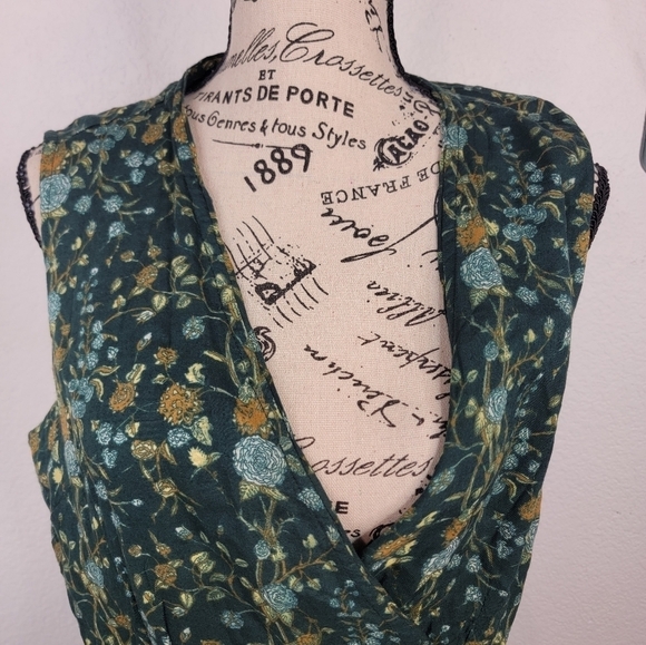 Roller Rabbit Filippa Wrap Dress S Tiered Beringhouse Green Floral Cottagecore - Picture 3 of 12